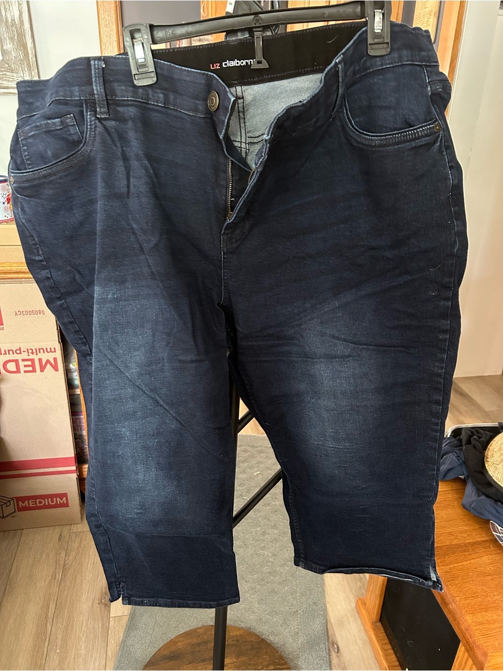 Liz Claiborne Navy Blue Denim Capris